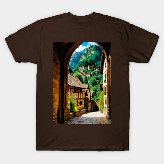 Medieval Towne - European Fantasy Render T-Shirt by CursedContent